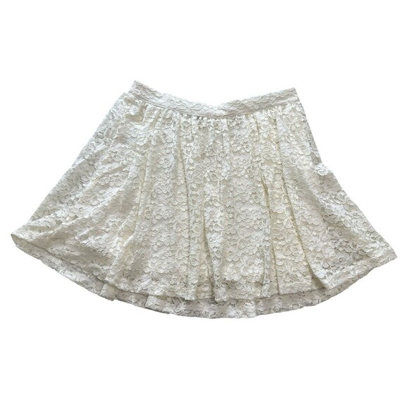 Forever 21 Juniors Size Small Short Ecru Lace Lined Skirt Flair Size Zip Mini - Picture 1 of 7